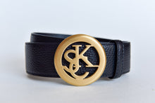 Load image into Gallery viewer, SJKC Logo Grain Leather Belt - Mat Gold Buckle